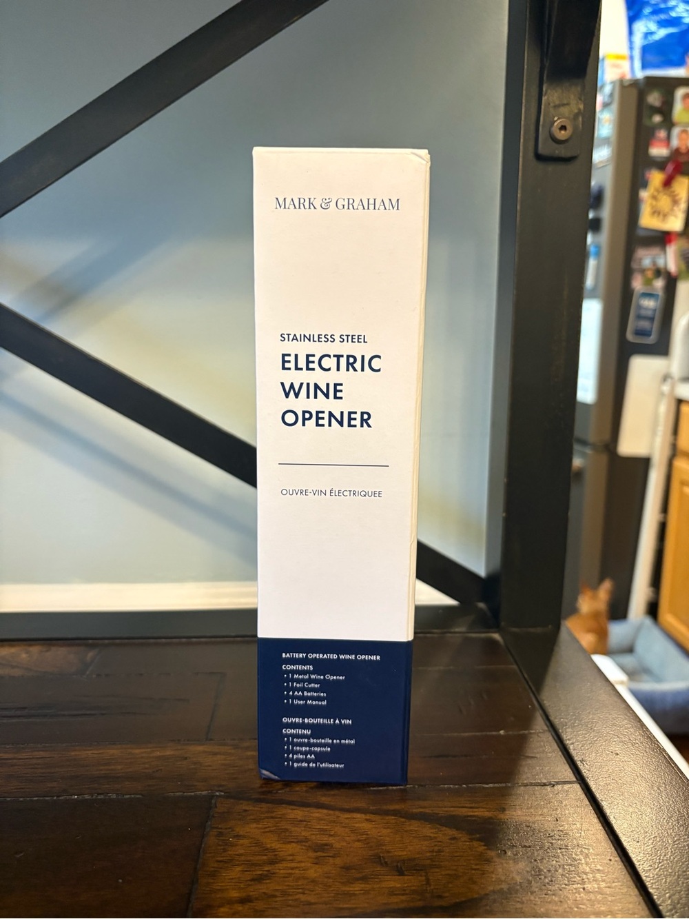 Mark & Graham White & Navy Electric Wine Opener Gift Set